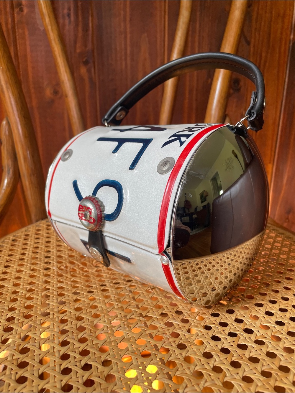 90’s Vintage Little Earth New York License Plate Bag with Navy & Red Accents - Picture 4 of 8